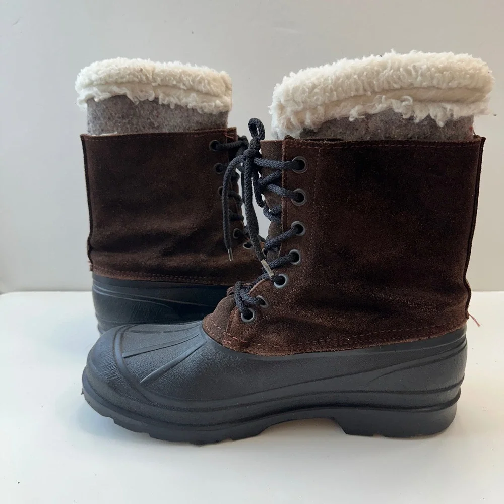Kamik Wool Duck Boots Winter Snow‎ Boots Lace Up Warm Brown Black Mens Size 9